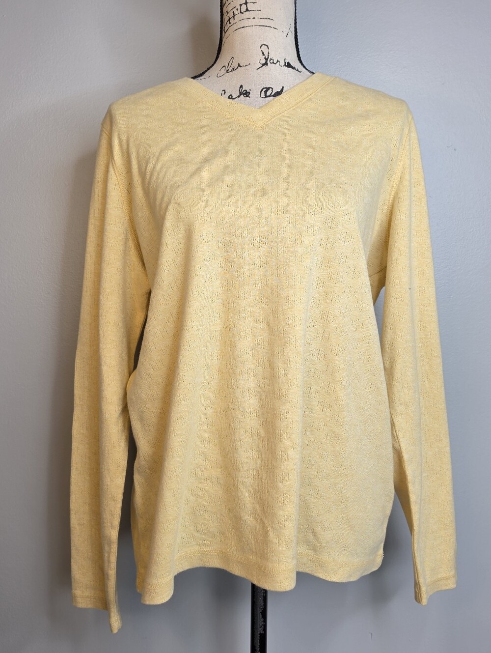 Pendleton Butter Yellow V-Neck 100% Cotton Sweater Sz Xl